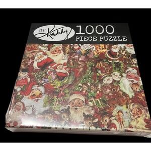"Santa Collage" 1000 Pc Puzzle By Kathy 27" X 20" W/ Mini Poster Guide Brand New